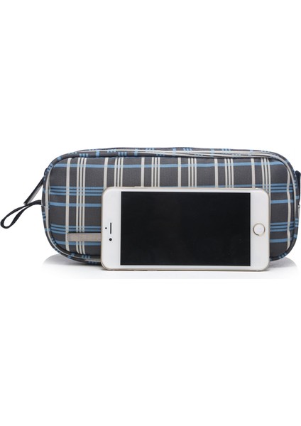 Lısen Dijital Aksesuarlar Naylon Fermuarlı Çanta Veri Kablosu U-Disk Güç Bankası Şarj Cihazı Saklama Çantası - Gri/mavi (Yurt Dışından) modelleri