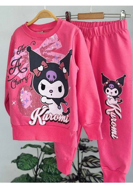 3-10 Yaş Kuromi Kız Eşofman Takım- 8116245 - Koyu Pembe