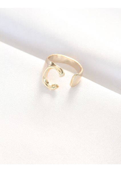 bulurum c harfli altın renk ayarlanabilir yüzük fiyatları