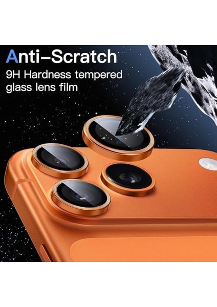 17 Pro ve Pro Max Uyumlu Safir Lens Koruyucu – Ultra Dayanıklı Safir Cam, Kamera Koruma, Darbe Dayanıklı Çizilmez ve Hd Görüntü (Kozmik Turuncu) modelleri