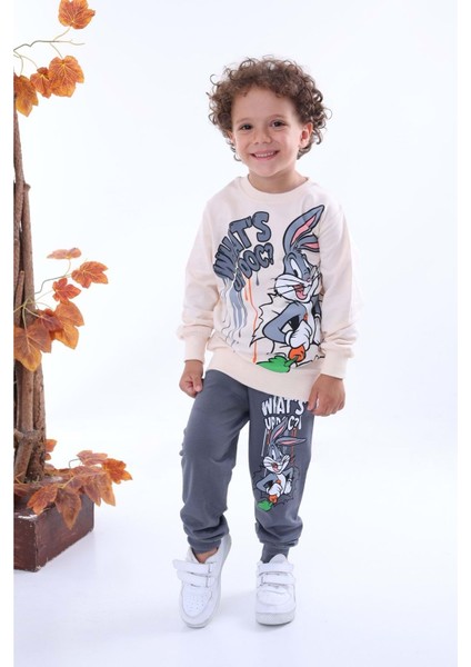 7247-2100 Bugs Bunny 2li Eşofman Takım - Gri