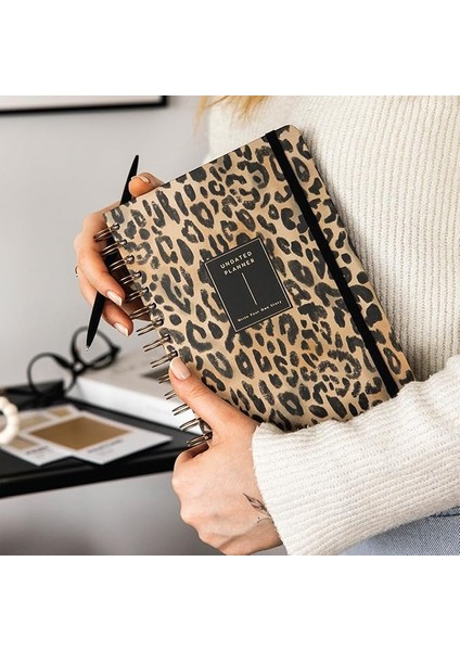 A5 Spiralli Süresiz Planlayıcı Ajanda Leopar - 15X21