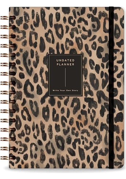A5 Spiralli Süresiz Planlayıcı Ajanda Leopar - 15X21 indirimleri