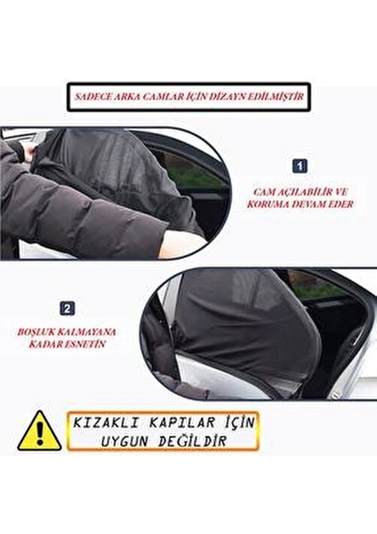 Araba Yan Cam Güneşliği 2 Adet Siyah Renkli Elastik Yapı ile Mahremiyet Sağlar