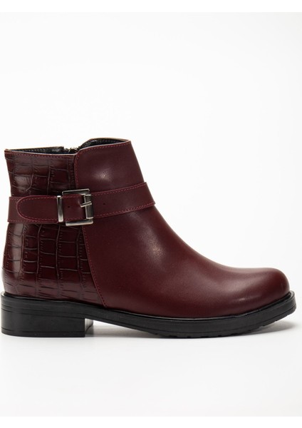 165-204/1 Bordo Kroko Toka Aksesuarlı Fermuarlı Günlük Kadın Bot indirimleri