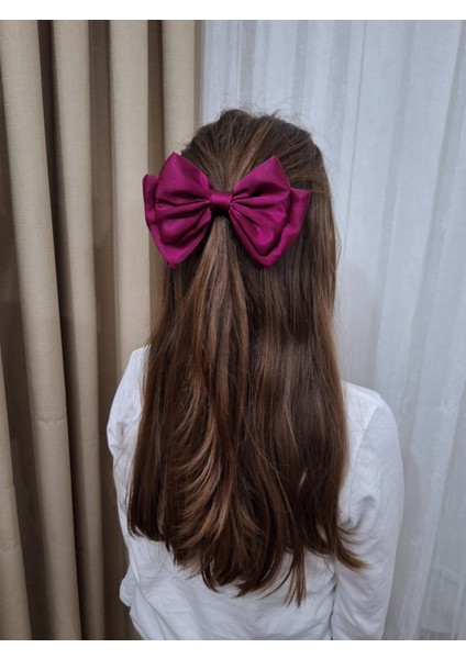 Kadın Saten Fiyonk Saç Tokası / Asil Şarap – Timsah (Pens) Klipsli fiyatları