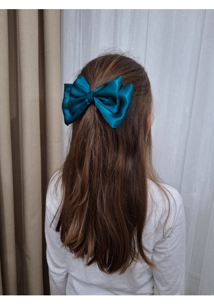 Kadın Saten Fiyonk Saç Tokası / Mavi Aura – Timsah (Pens) Klipsli fiyatları