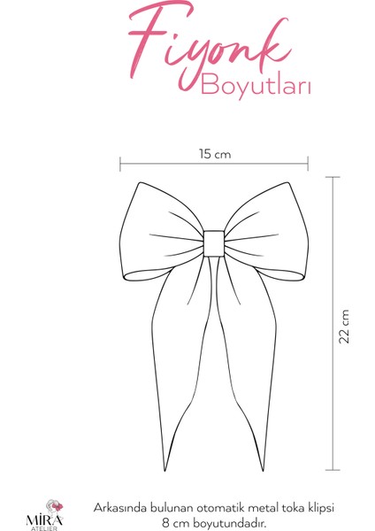 Kadın Saten Fiyonk Saç Tokası / Inci Işıltısı – Otomatik Klipsli - Orta Boy modelleri