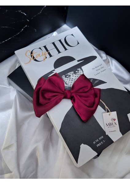 Kadın Saten Fiyonk Saç Tokası / Gecenin Kızı – Timsah (Pens) Klipsli