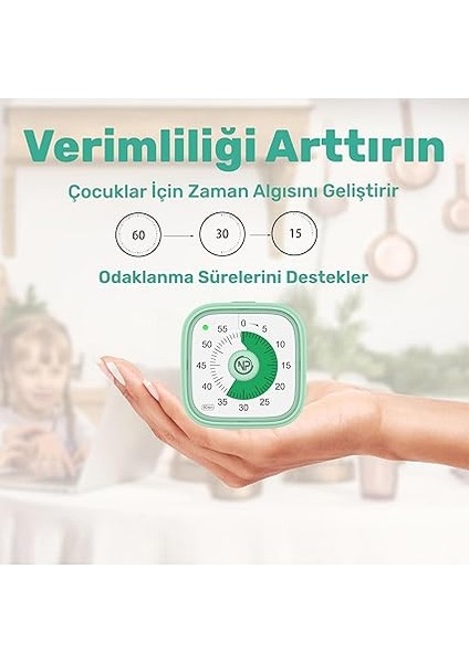 Mutfak,ders,yemek Için 60DK Analog Alarm Zamanlayıcı,pomodoro Öğrenci Motivasyon Saati (Yeşil) fırsatları