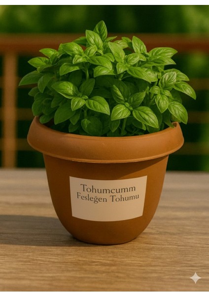 Fesleğen Yetiştirme Seti 25 Adet Yeşil Yapraklı Fesleğen Tohumu + Saksı + Toprak