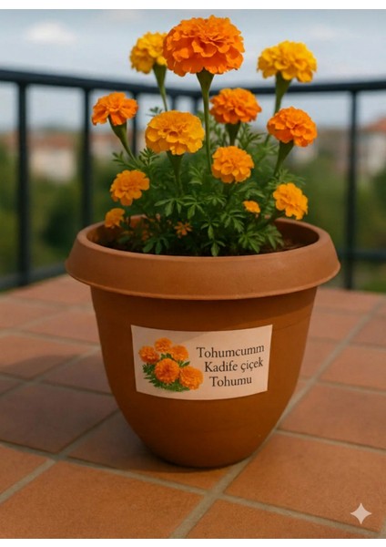 Kadife Çiçeği Yetiştirme Seti 25 Adet Tohum + Saksı + Toprak