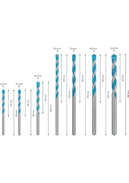7 x Expert Cyl-9 Multiconstruction Matkap Seti (Beton, Yumuşak Fayans, Ø 5-10 Mm, Profesyonel Aksesuar, Darbeli Matkap/tornavida, Matkap/tornavida) modelleri