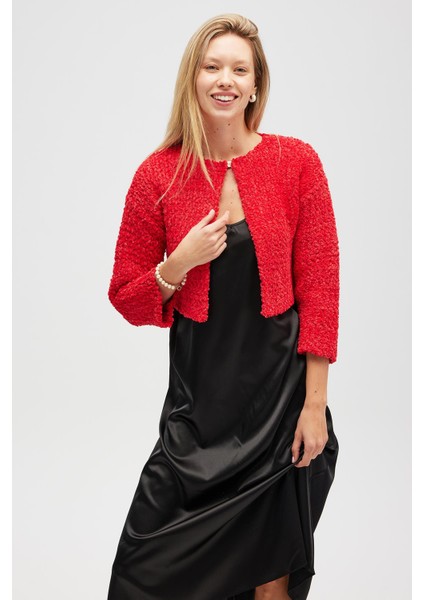 Kayla, Düz Örgü, Kadın Kısa Triko Hırka - Kırmızı fiyatları