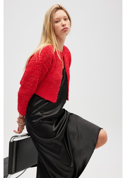 Kayla, Düz Örgü, Kadın Kısa Triko Hırka - Kırmızı modelleri