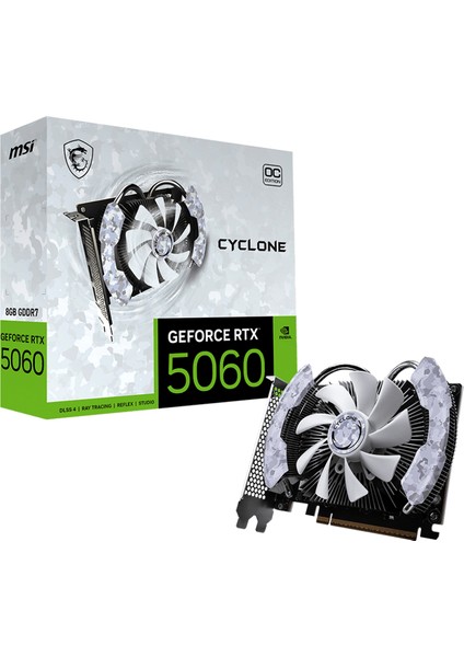 Msı VGA Geforce Rtx 5060 8g Cyclone Oc RTX5060 8gb Gddr7 128B DX12 Pcıe 5.0 X16 (3xdp 1xhdmı)