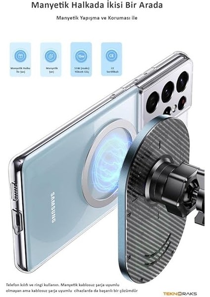 US-CD170 15W 2in1 Typec Magsefe, iPhone Manyetik Kablosuz Şarj ve Araç Içi Telefon Tutucu modelleri