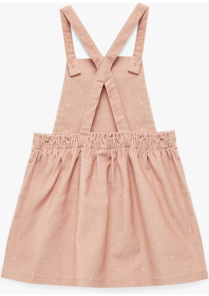 Pamuklu Kare Yaka Çapraz Askılı Cep Detaylı Puantiyeli Mini Elbise fiyatları