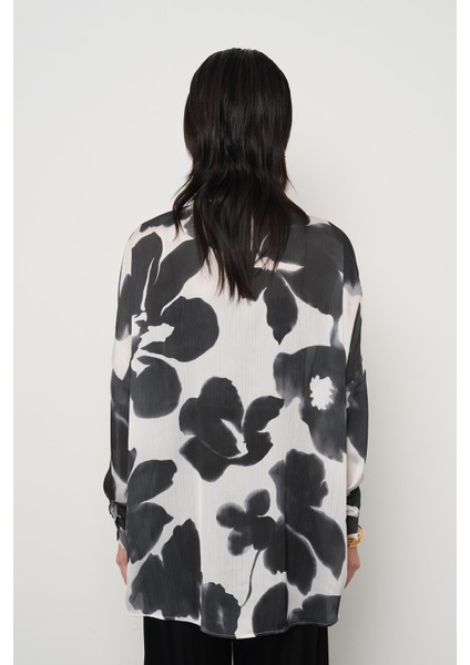 Kadın Büyük Çiçek Desenli Oversize Gömlek indirimleri