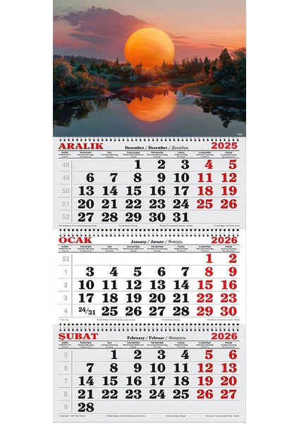 2026 Yılı Gemici Takvimi- Göl, Orman ve Kızıl Güneş