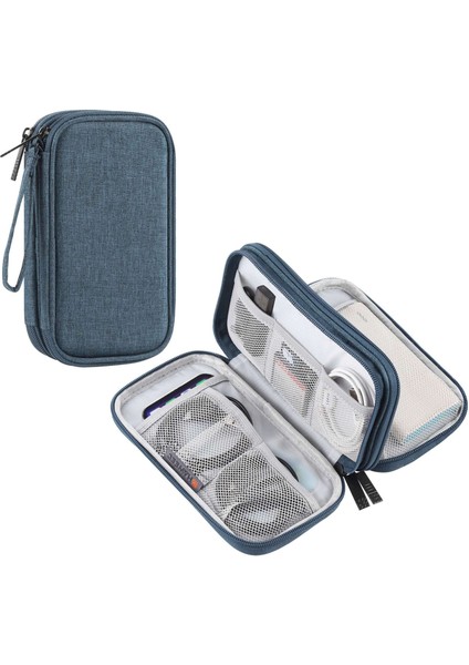 Haweel HWL2129 Taşınabilir Seyahat Aksesuarları Taşıma Çantası Saklama Kutusu Power Bank Kablosu Hafıza Kartı - Koyu Mavi (Yurt Dışından)