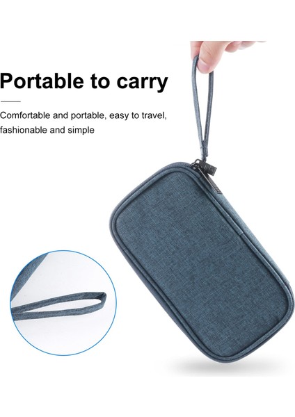 Haweel HWL2129 Taşınabilir Seyahat Aksesuarları Taşıma Çantası Saklama Kutusu Power Bank Kablosu Hafıza Kartı - Koyu Mavi (Yurt Dışından) fırsatları