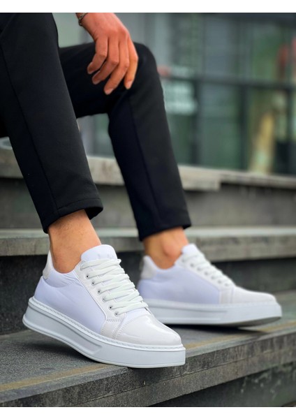 KB-X46 Kuback Beyaz Rugan Yüksek Beyaz Taban Günlük Spor Ayakkabı