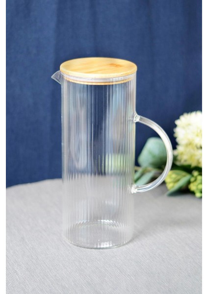 Serine Borosilikat Cam Sürahi – Bambu Kapaklı Isıya Dayanıklı Şeffaf Sürahi 1500 ml modelleri
