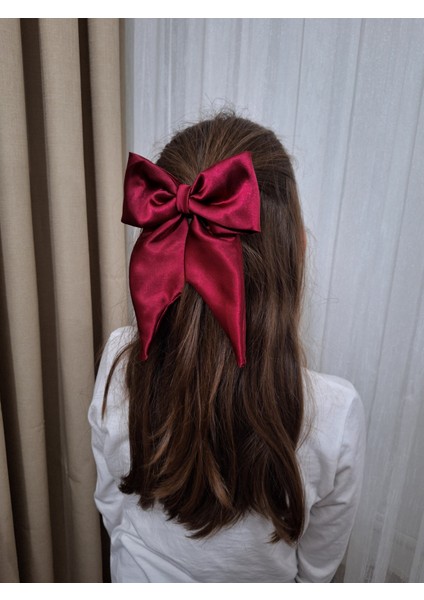 Kadın Saten Fiyonk Saç Tokası / Gecenin Kızı – Otomatik Klipsli - Orta Boy fiyatları