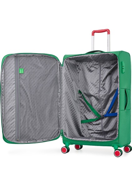 Benetton Ekstra Hafif Lüx Kumaş 8 Tekerlekli Büyük Boy Valiz fırsatları