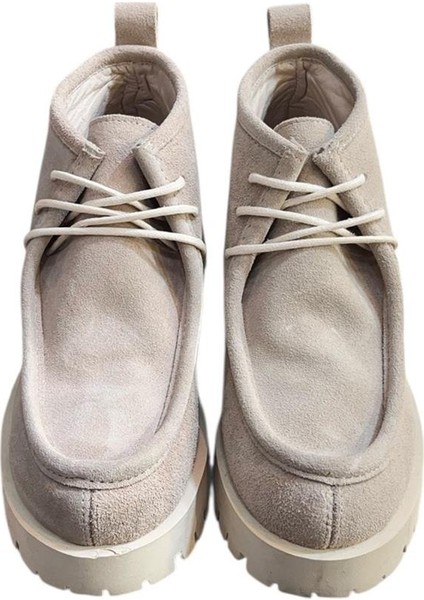 Bej Hakiki Deri Süet Bağcıklı Bot fiyatları