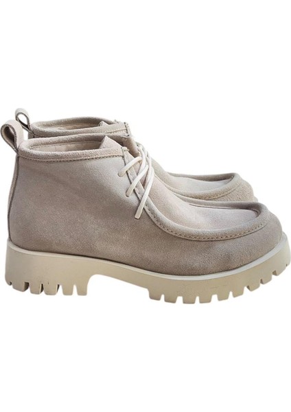 Bej Hakiki Deri Süet Bağcıklı Bot modelleri