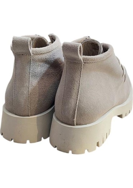 Bej Hakiki Deri Süet Bağcıklı Bot fırsatları