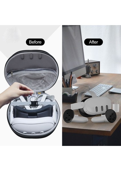 Jys JYS-MQ007 Meta Quest 3 Sert Eva Taşınabilir Saklama Çantası Vr Kask Kolu Koruma Çantası - Gri (Yurt Dışından) modelleri