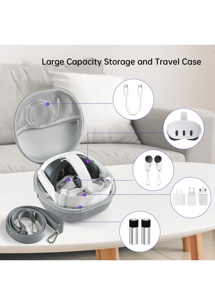 Jys JYS-MQ007 Meta Quest 3 Sert Eva Taşınabilir Saklama Çantası Vr Kask Kolu Koruma Çantası - Gri (Yurt Dışından) indirimleri