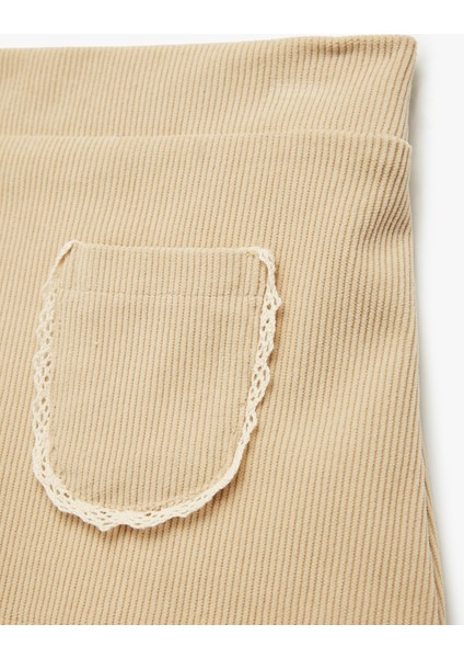 Beli Lastikli Cep Detaylı Dokulu Etek fırsatları