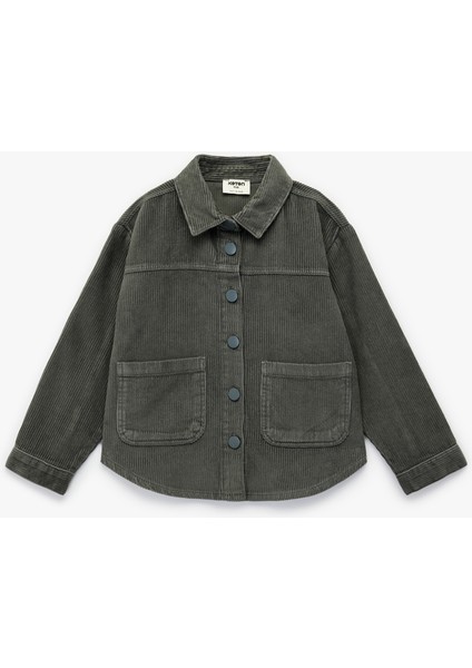 Pamuklu Uzun Kollu Oversize Kadife Gömlek