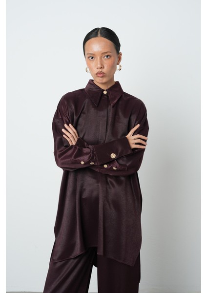 Kadın Düz Renk Oversize Uzun Tesettür Gömlek modelleri