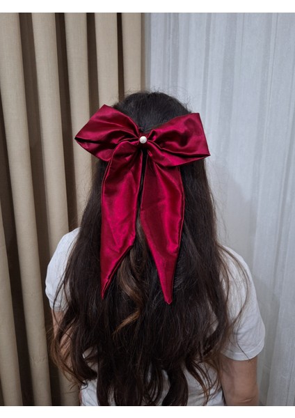 Kadın Saten Fiyonk Saç Tokası / Gecenin Kızı – Otomatik Klipsli - Uzun Boy fiyatları