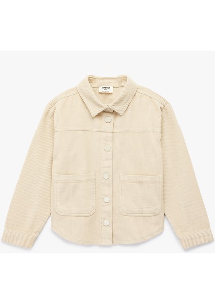 Pamuklu Uzun Kollu Oversize Kadife Gömlek