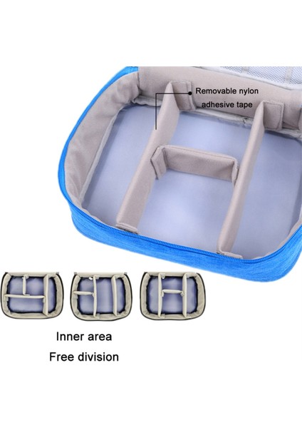 300D Katyonik Fermuarlı Çanta Suya Dalı Veri Kablosu Dijital Aksesuarlar Taşıma Çantası Taşınabilir Şarj Cihazı El Çantası - Lacivert (Yurt Dışından) fiyatları