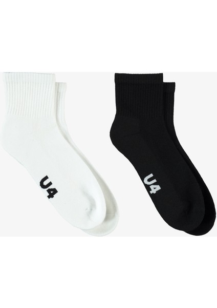 Unıted4 Unisex Siyah/beyaz 2'li Çorap