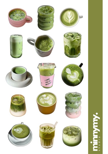 Matcha Collection Sticker, Çıkartma, Ajanda, Günlük, Planlayıcı, Bullet Journal ,scrapbook