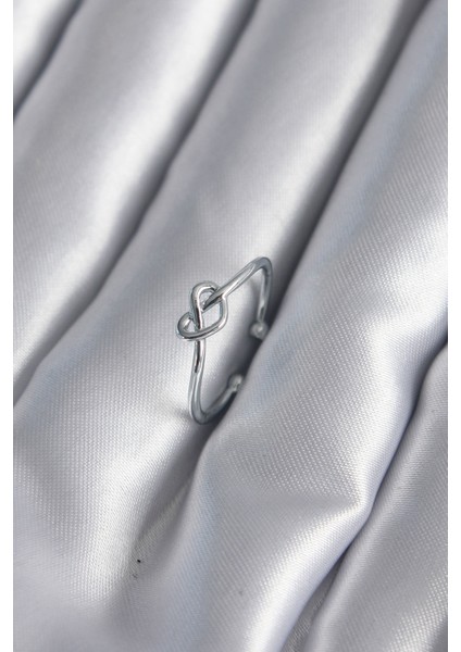 bulurum gümüş renk düğüm kalp model kadın yüzük