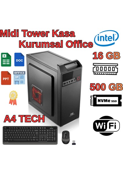I3 4.gen 16GB Ram 500 Gbm.2 SSD Kurumsal Office Bilgisayarı A4 Tech FG1010