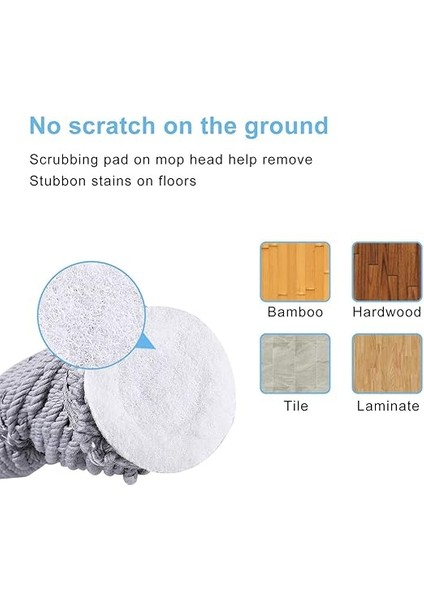 2 Yeniden Kullanılabilir Başlıklı Paspas, Kolay Sıkma Bükümlü Paspas, 57" Uzun Saplı, Zemin Temizliği Için Islak Paspaslar, Ticari Ev Temiz Parke, Vinil, Fayans ve Daha Fazlası (Gri) fiyatları