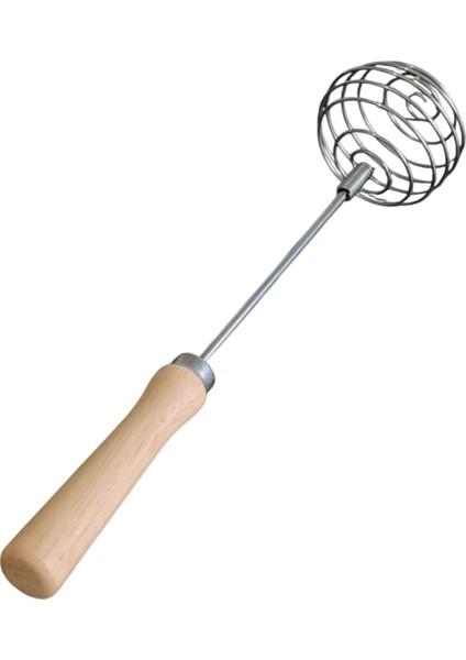 Paslanmaz Çelik Ahşap Saplı Yuvarlak Yaylı Yumurta Çırpıcı