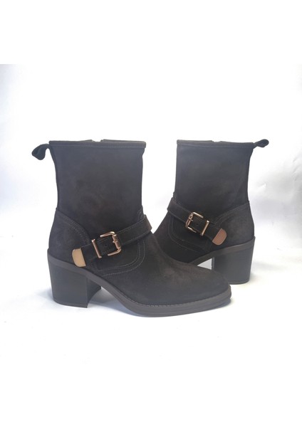 Kadın Hakiki Deri 7.5 cm Topuklu El Yapımı Tokalı Günlük Şık Bot fırsatları