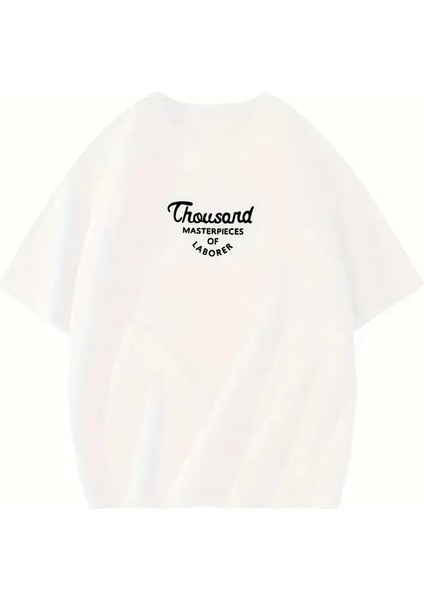 Thousand Ön Arka Baskılı Oversize Bisiklet Yaka T-Shirt - Beyaz fiyatları