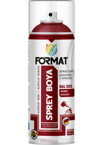 Sprey Boya Bordo Akrılık Sprey 400 ml